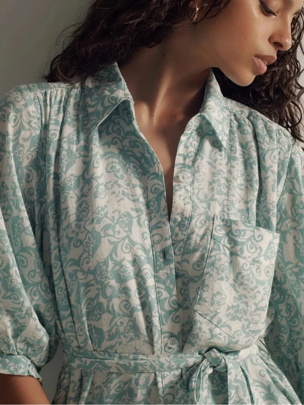 💫ANTHROPOLOGIE💫 Maeve Irene Linen Shirt Dress - Picture 4 of 5